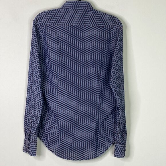 Zara Men's Slim Fit Polka Dot Long Sleeve Button Down Shirt Size Medium - Picture 2 of 7